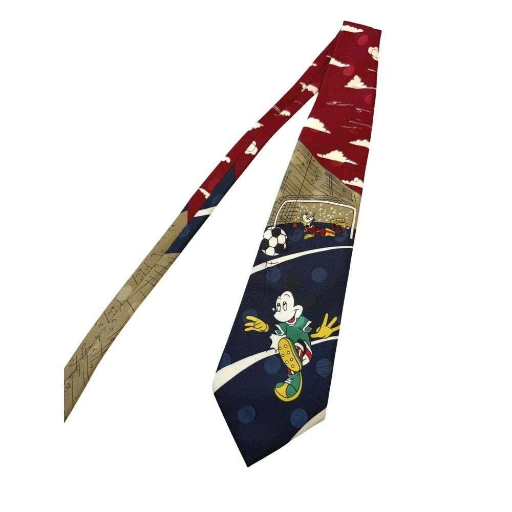 Vintage Mickey and Goofy Unlimited Polyester Soccer Neck Tie Rare 1990s